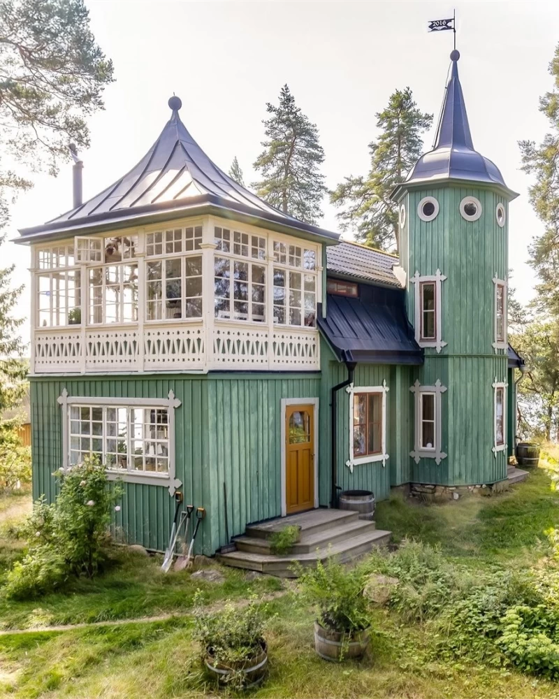 Nestled in a small peninsula covered in pine forests